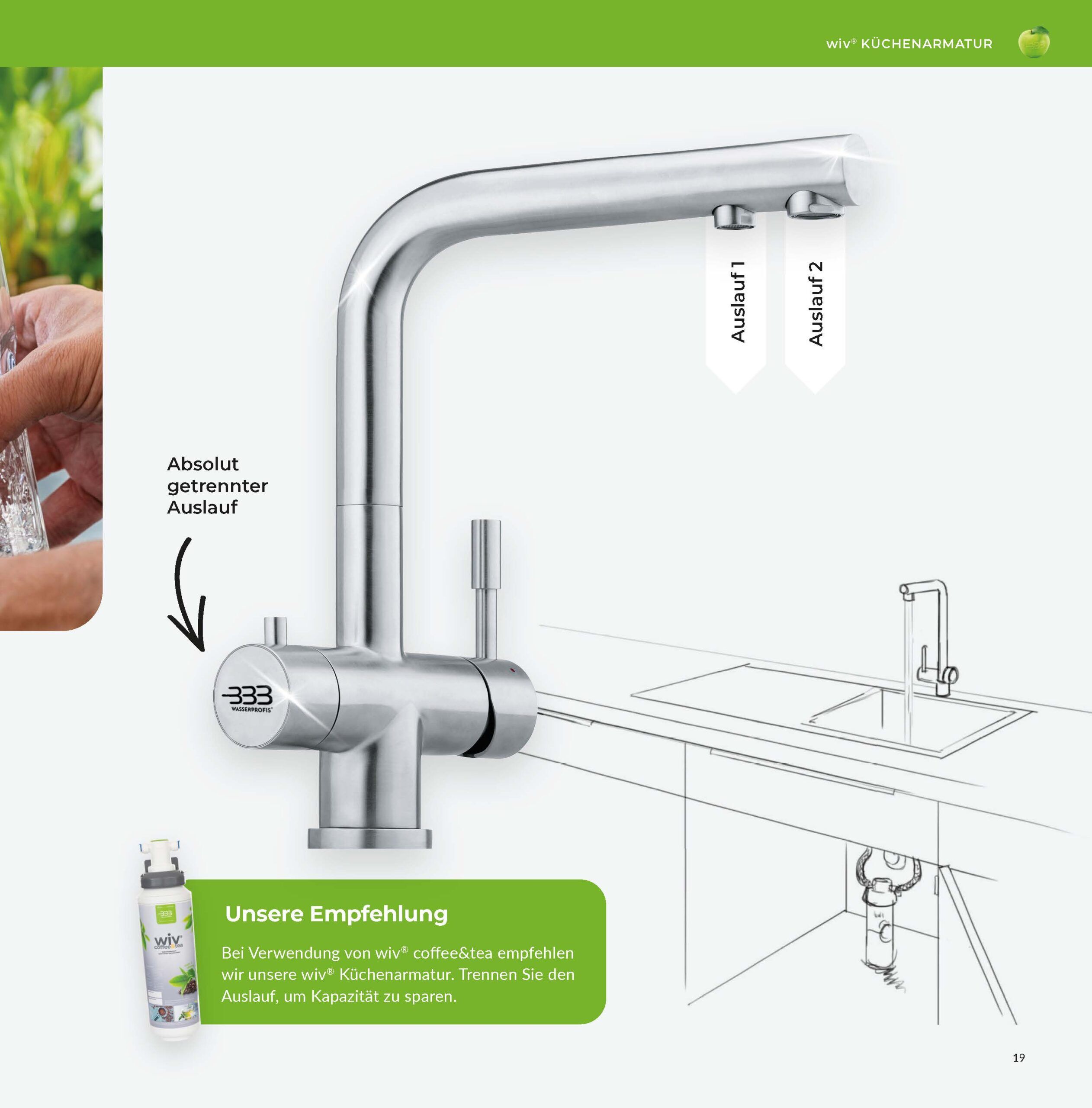 WIV - Küchenarmatur mit 2 getrennten Auslaufstellen